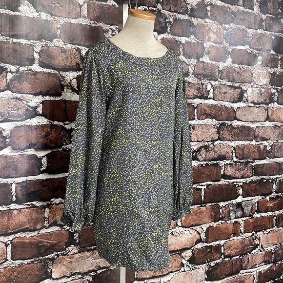 Elizabeth and James Shift Dress Silk Long Sleeve Confetti Green Purple Size 4 - Picture 8 of 17